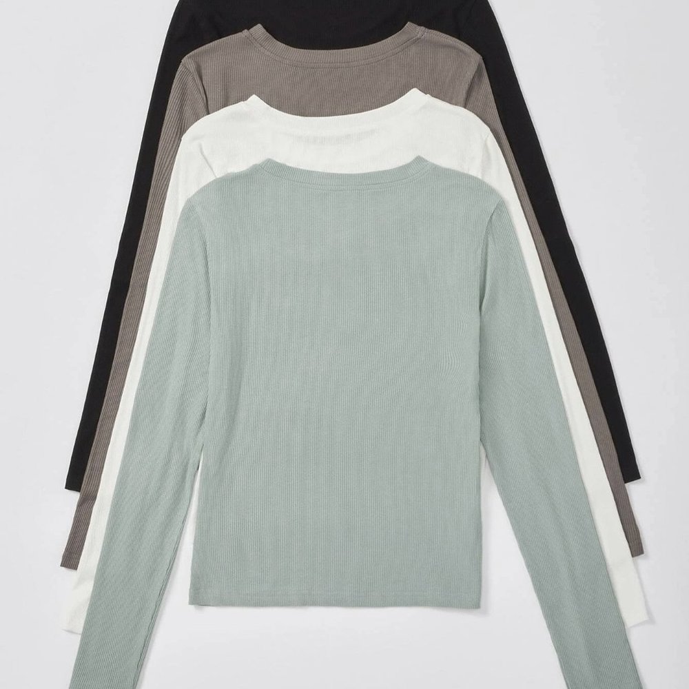 Brand New Shein 4pcs Solid Long Sleeve Tee 4 Colors, Size Medium